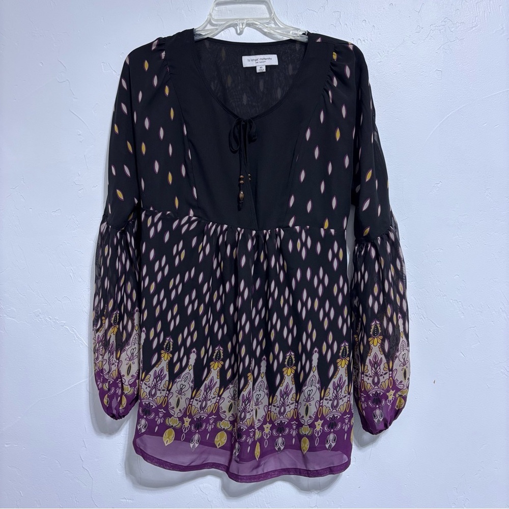 Liz Lange Maternity Target Women's Flowy Blouse XS Sheer Long Sleeve